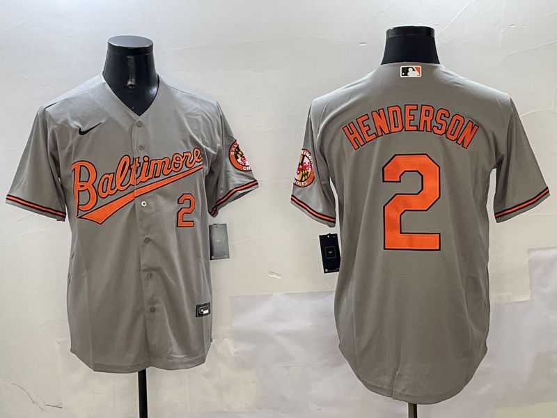 Men Baltimore Orioles #2 Henderson Grey Game 2025 Nike MLB Jersey style 2->baltimore orioles->MLB Jersey